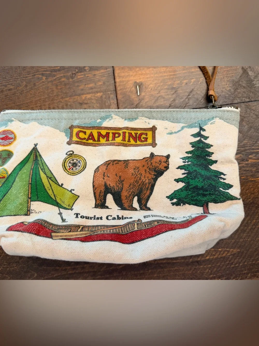 Cavallini & Co. Vintage Pencil Makeup accessories Pouch- Camping GUC